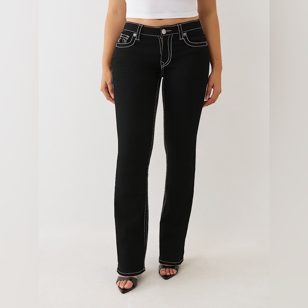 NWT True Religion BECCA Mid-Rise Bootcut Black Jeans Size 33W